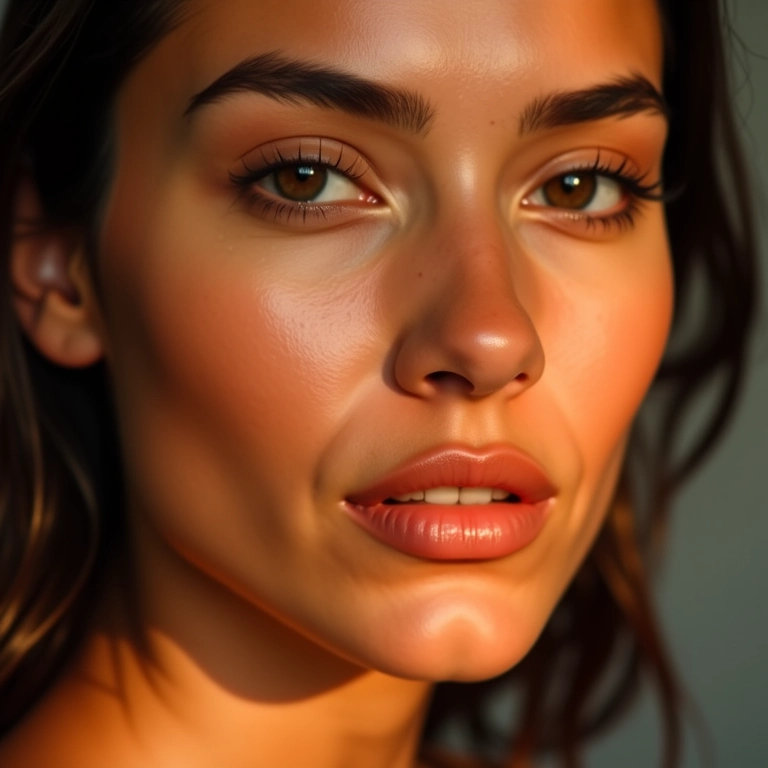 Pele radiante com iluminador perfeito.