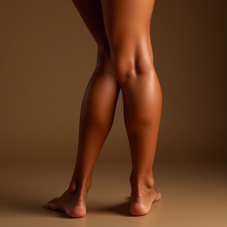 Pernas bronzeadas e iluminadas.