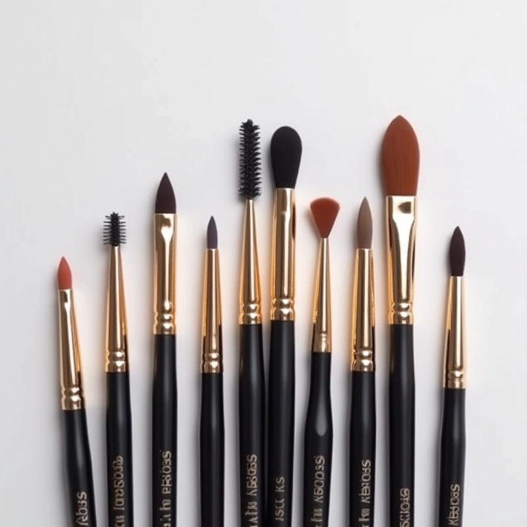 Pincéis chanfrados de diferentes tamanhos e formatos.