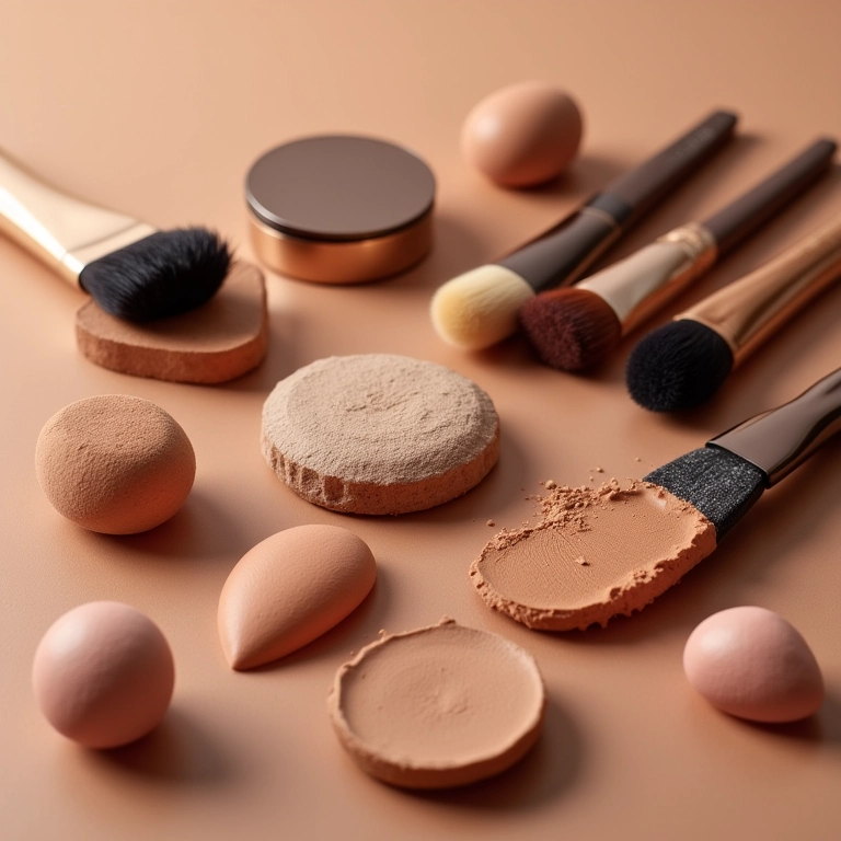 Pincéis e esponjas para bronzer e contorno.