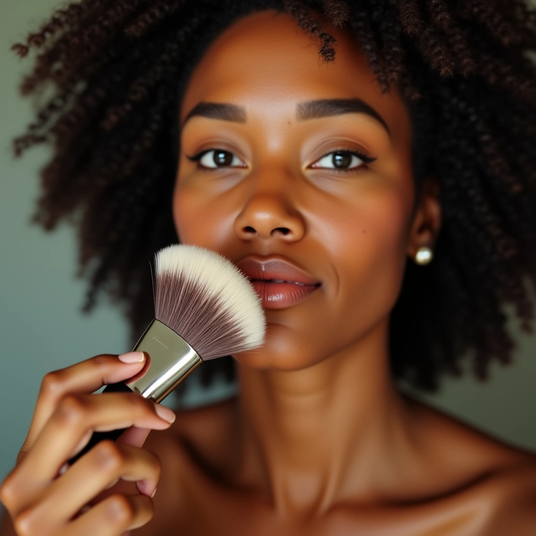 Pincel de iluminador para um brilho radiante na pele.
