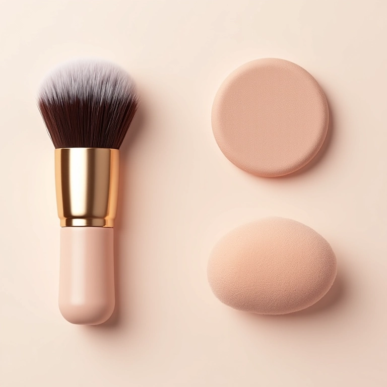 Pincel, esponja e puff: ferramentas para aplicar pó compacto.