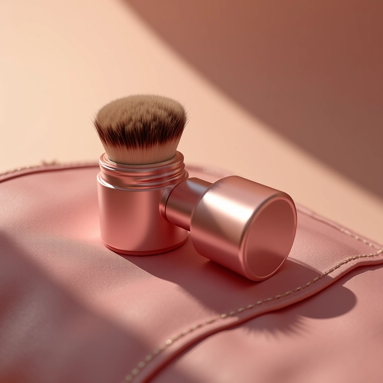 Pincel retrátil compacto ideal para levar na bolsa e retocar a maquiagem.