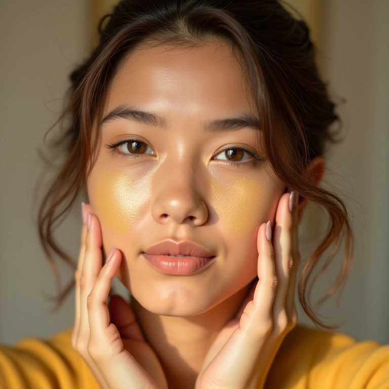 Pó banana como iluminador suave nas maçãs do rosto.