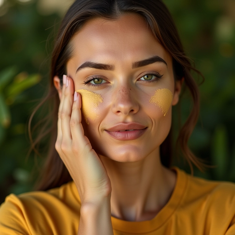 Pó banana sendo aplicado para selar maquiagem em pele oleosa.
