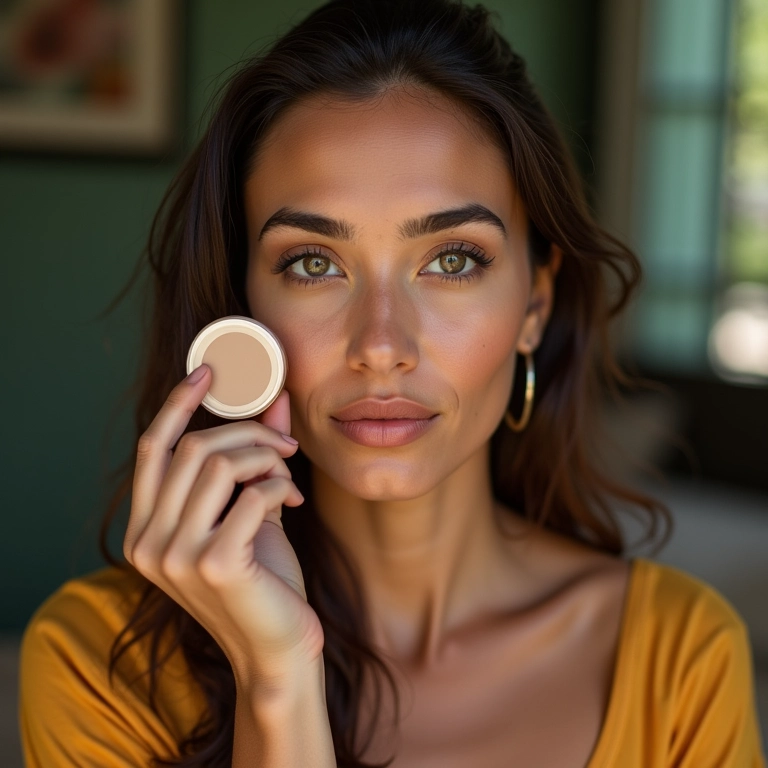 Pó compacto mineral com cor, uniformização do tom da pele.