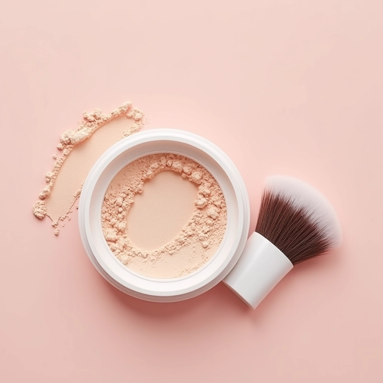 Pó compacto mineral translúcido, selagem da maquiagem.