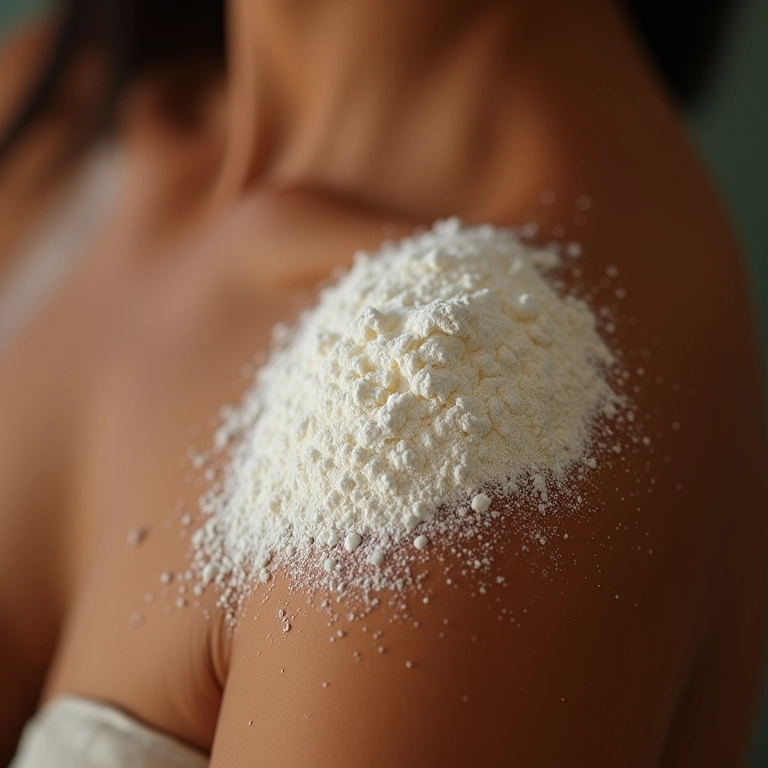 Pó de arroz sendo aplicado na zona T.