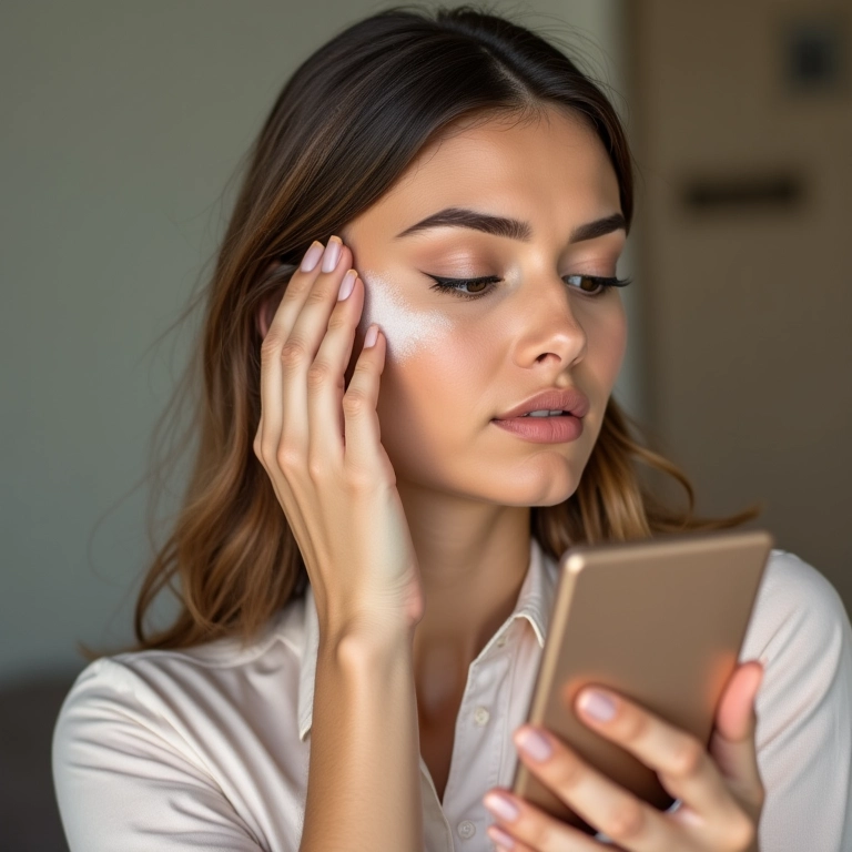 Pó de sílica controlando o brilho ao longo do dia.
