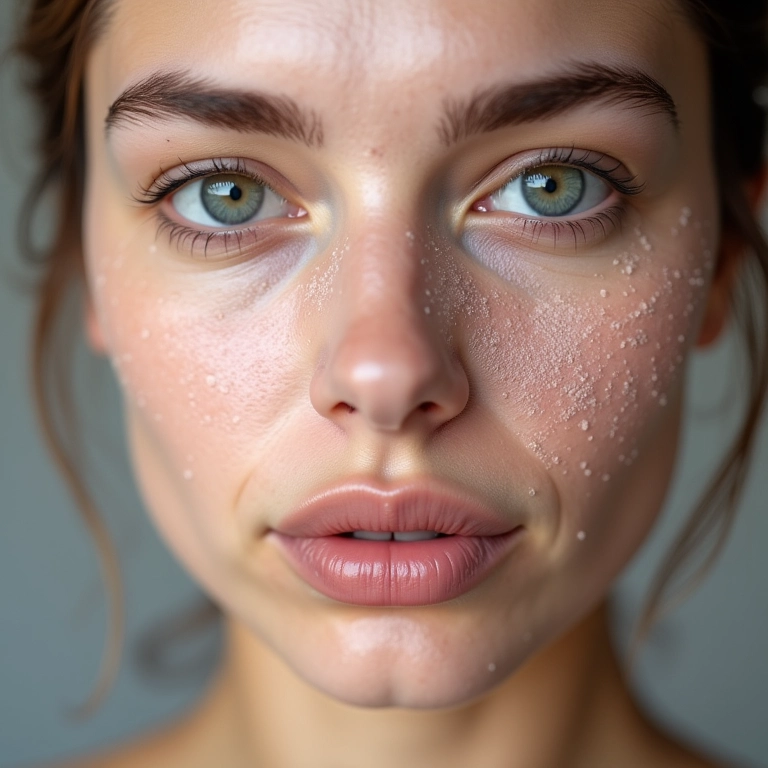 Pó de sílica disfarçando poros dilatados.