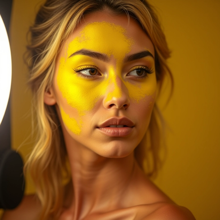 Pó finalizador amarelo para fotos e vídeos.