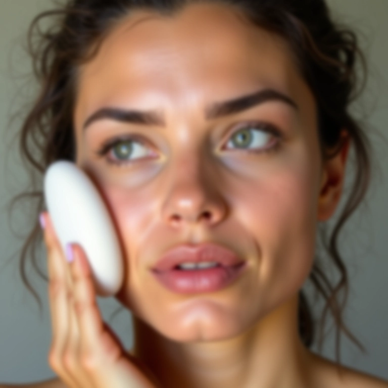 Pó fixador controlando a oleosidade da pele.