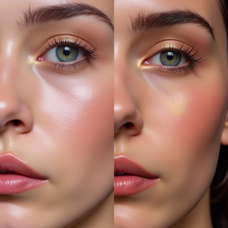 Pó solto com cor e o efeito blur: pele lisa e uniforme instantaneamente.