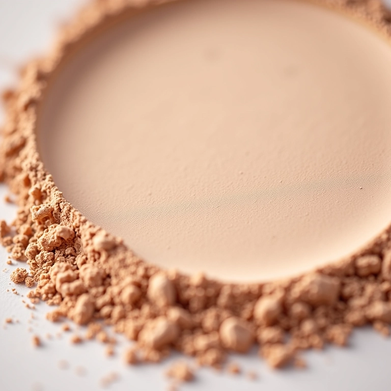 Pó solto mineral vegano com cobertura leve e construível.