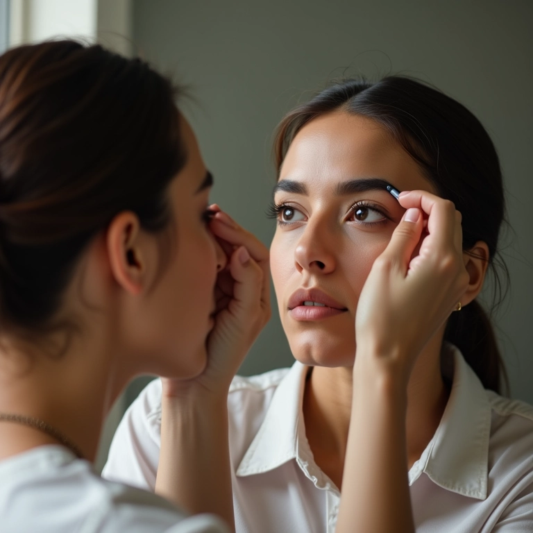 Praticando a técnica de preenchimento de sobrancelhas.