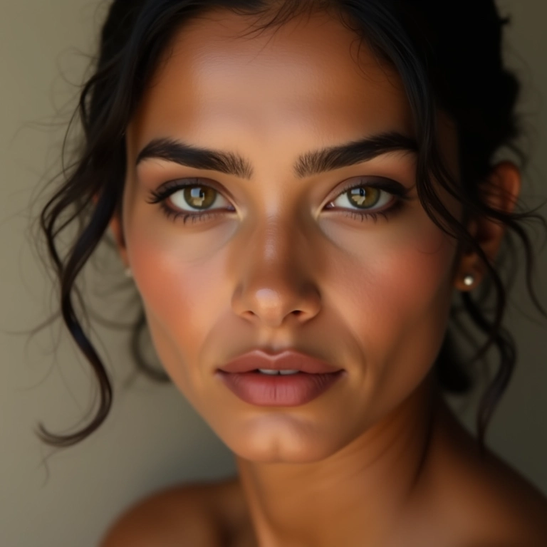 Praticando diferentes técnicas de contorno em rosto triangular.