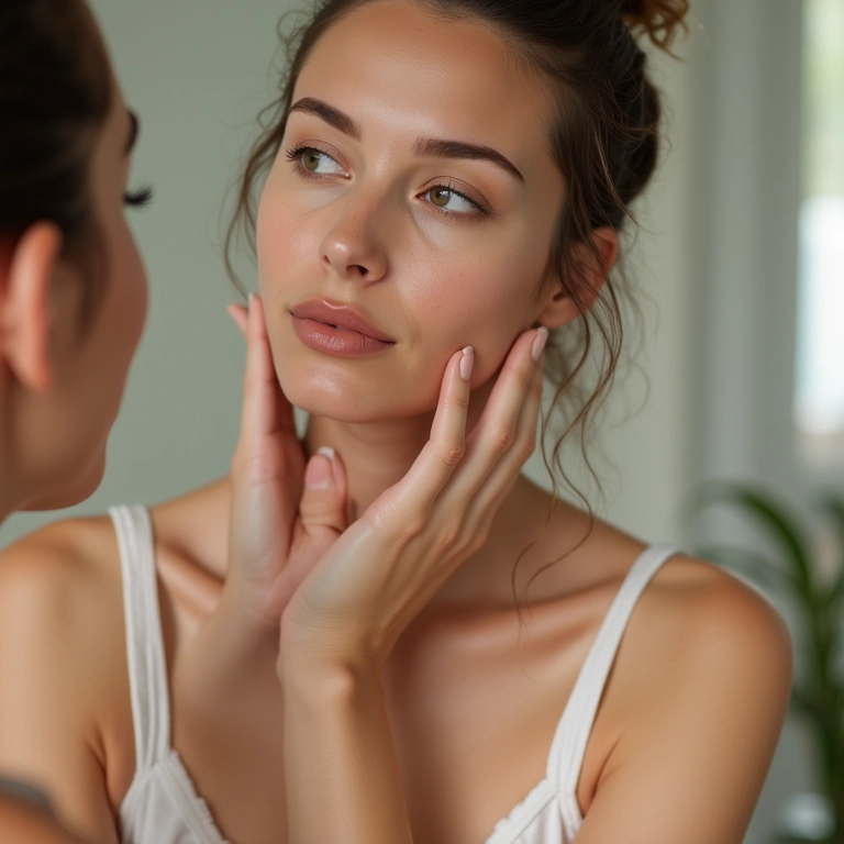 Preparação da pele com bruma de ácido hialurônico antes da maquiagem.