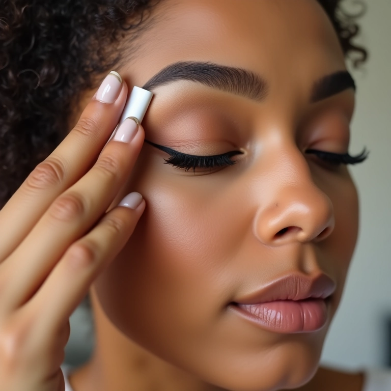 Preparando a pálpebra antes do delineado com primer.