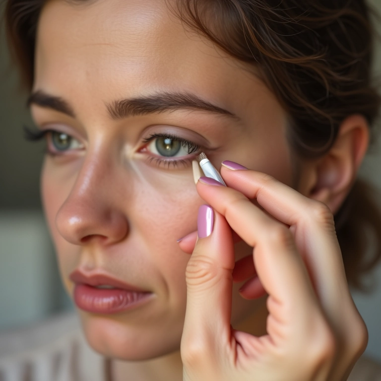 Preparando a pálpebra com primer antes da sombra.