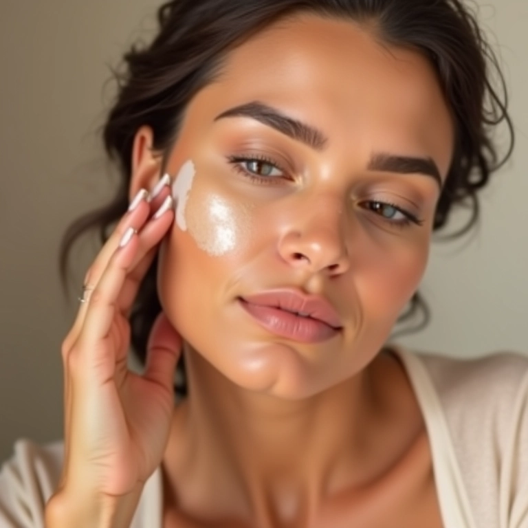 Preparando a pele antes de aplicar o iluminador.