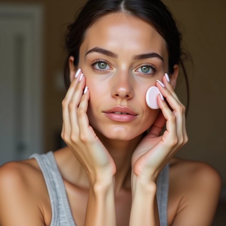 Preparando a pele antes do corretivo com esponjinha.