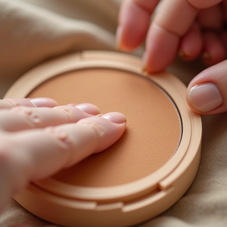 Pressionando e alisando a superfície do pó compacto.