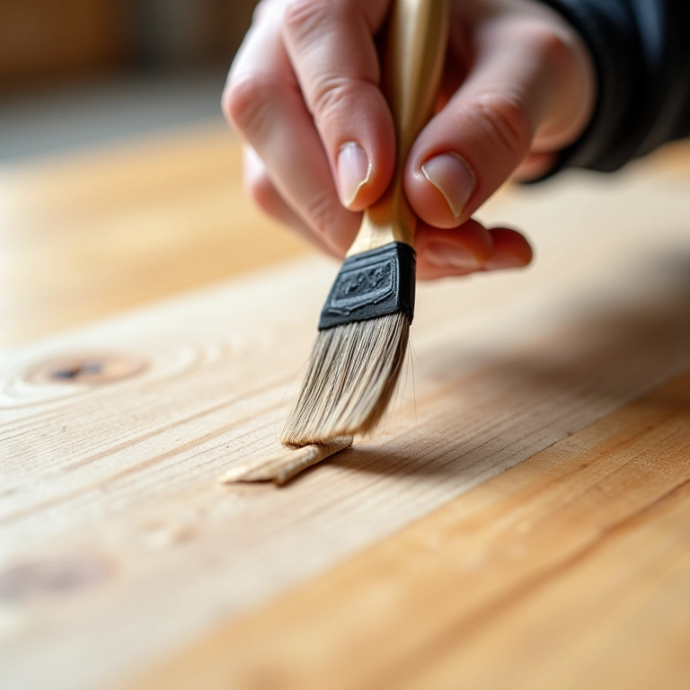 Primer sendo aplicado em superfície de madeira.