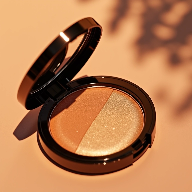 Produto 2 em 1: bronzer e iluminador para pele negra.