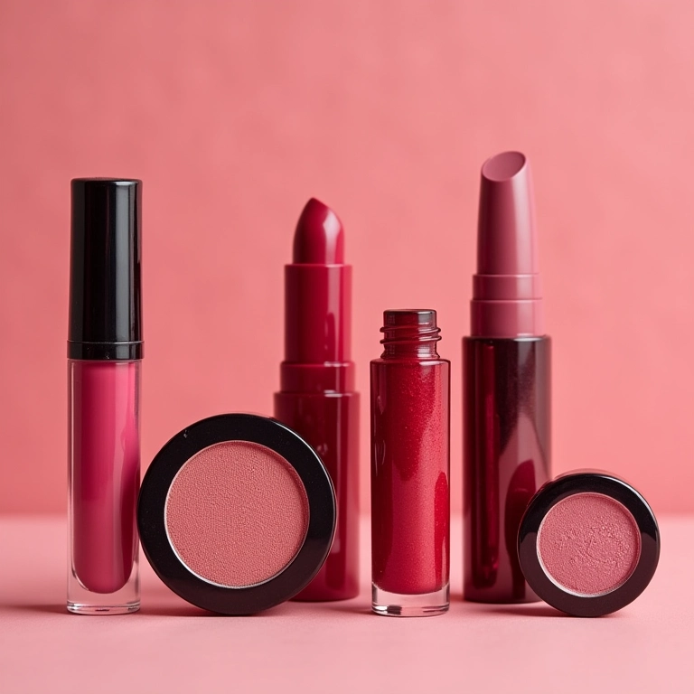 Produtos de maquiagem romântica nacionais.