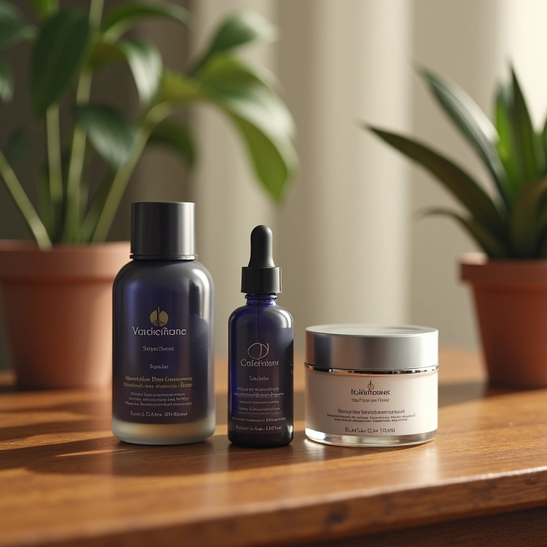 Produtos de skincare para uso noturno.