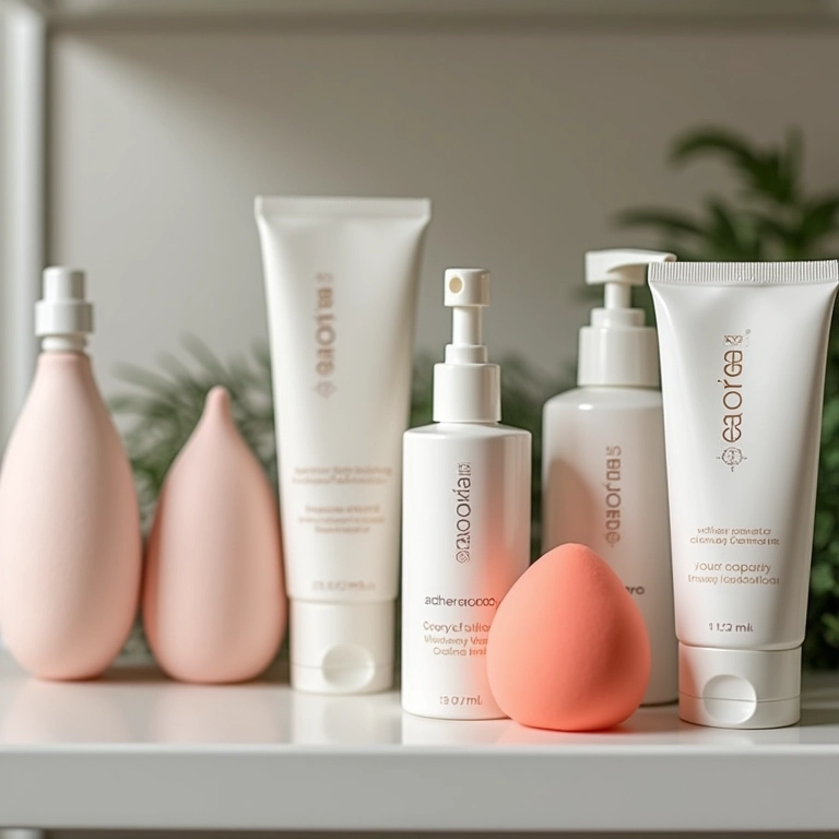 Produtos específicos para limpeza de esponjas de maquiagem.