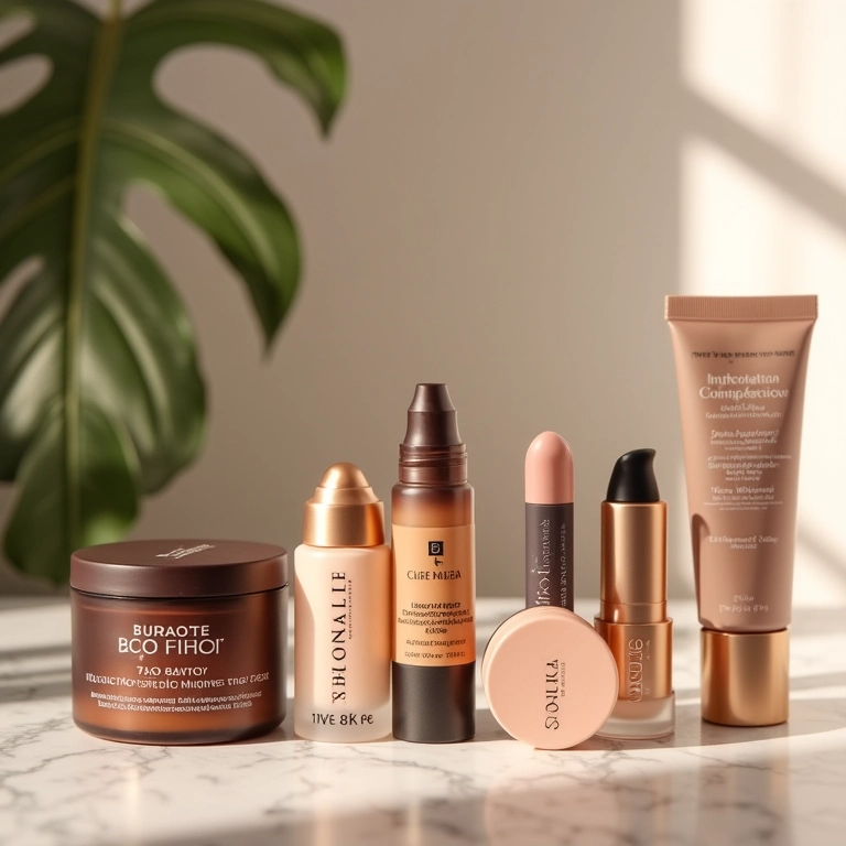 Produtos multifuncionais de maquiagem de farmácia.