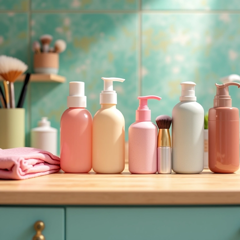 Produtos para limpeza de pincéis de maquiagem.