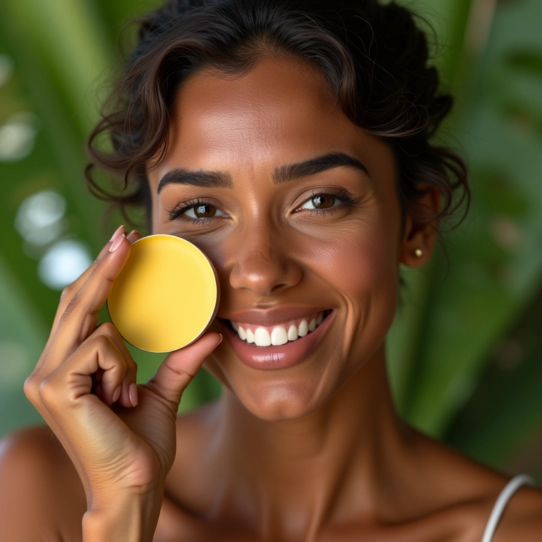 Prolongamento da maquiagem com pó translúcido amarelo.