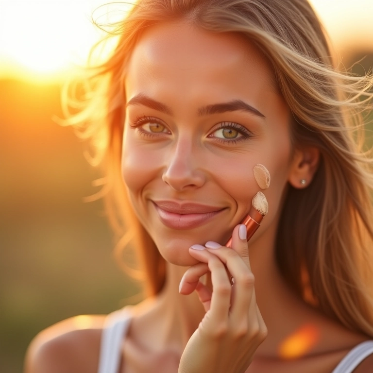 Proteção contra os raios UV com corretivo de cafeína.