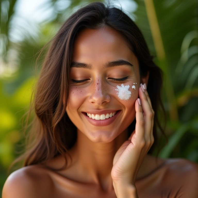 Proteção solar em pele com sardas.