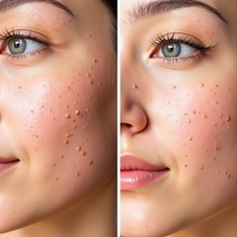 Redução da aparência de poros dilatados com escova elétrica facial.