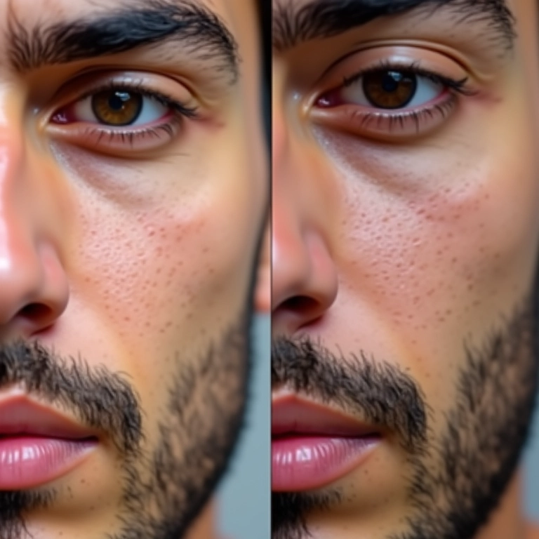 Redução da aparência dos poros com o uso de BB cream.