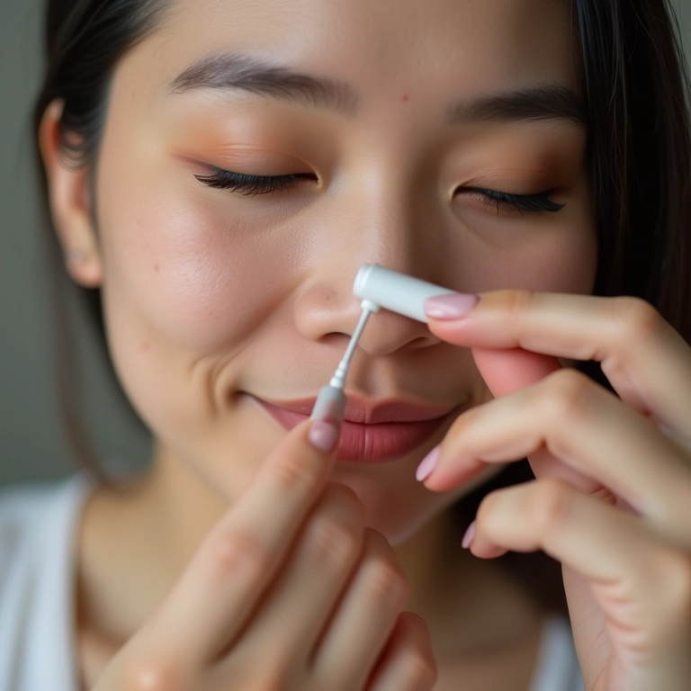 Remoção delicada de cílios postiços.