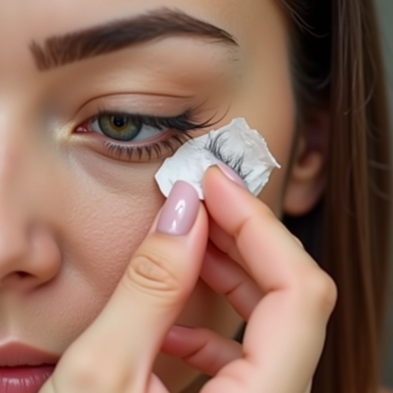 Removendo os cílios postiços corretamente com demaquilante.