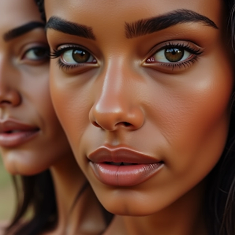 Rostos de mulheres brasileiras com maquiagem matte impecável, foco na textura da base.