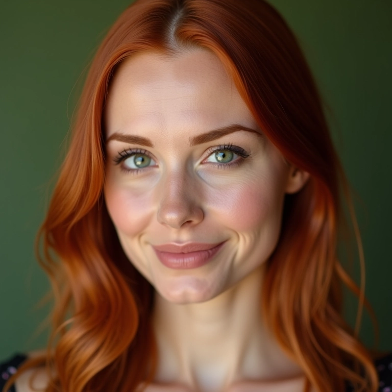 Ruiva usando produtos de maquiagem veganos e cruelty-free.