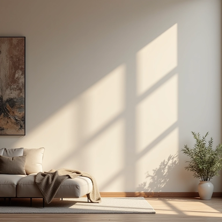 Sala de estar com paredes acetinadas, demonstrando resistência a arranhões e desgaste.