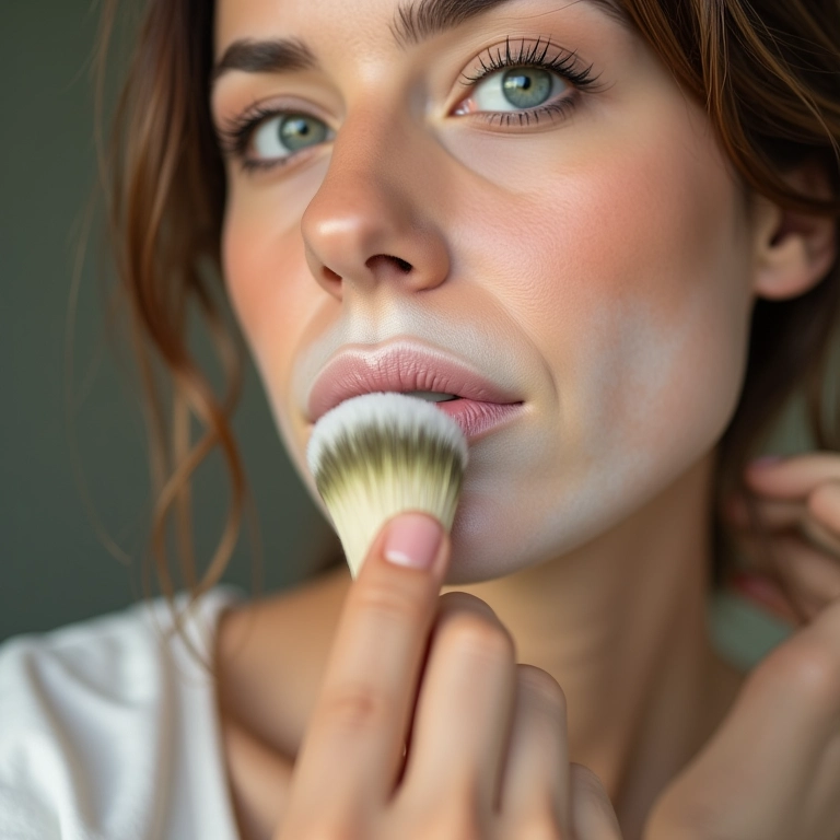 Selagem do corretivo com pó translúcido.