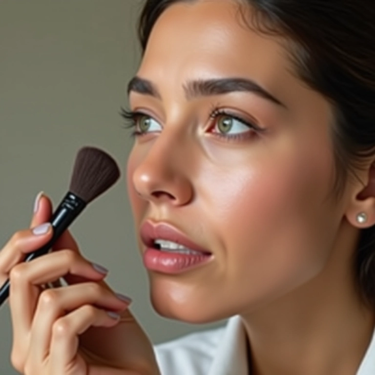 Selando o contorno com pó translúcido.