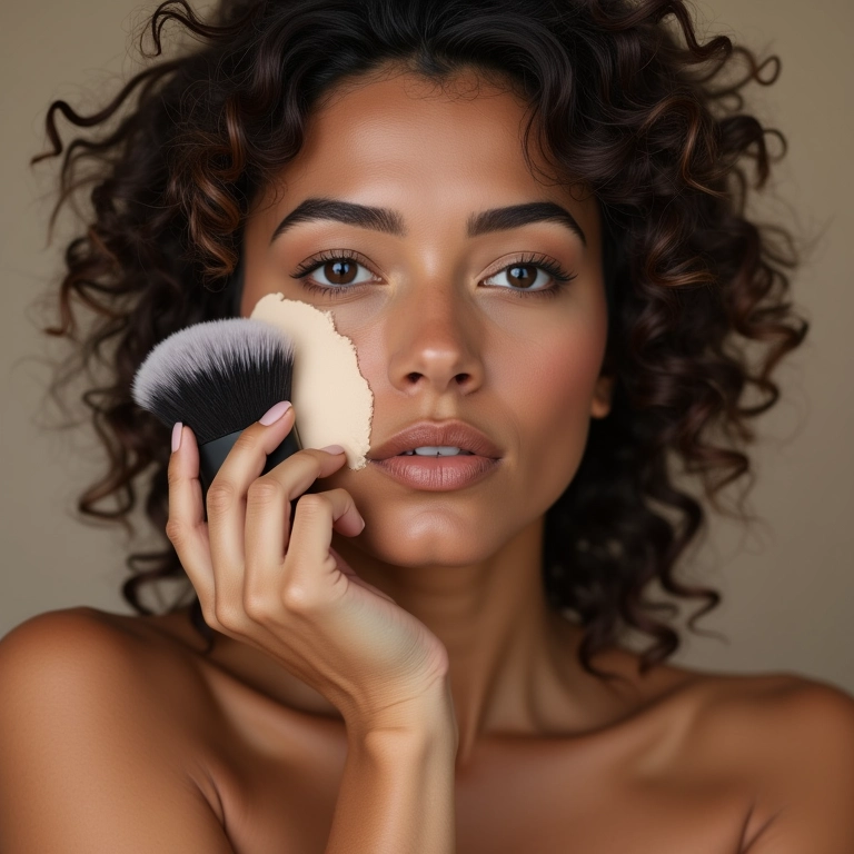 Selando o corretivo com pó translúcido.