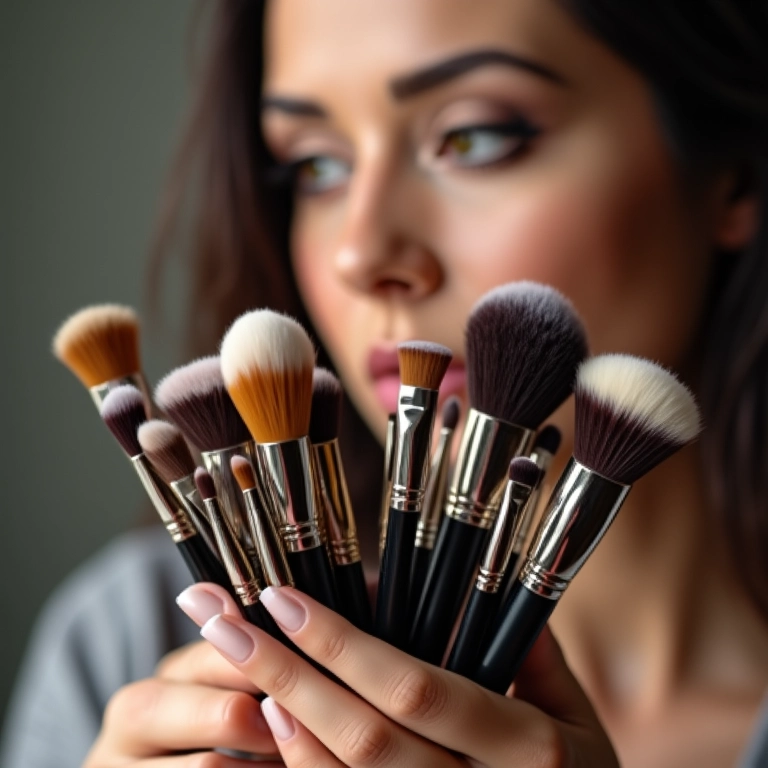 Seleção de pincéis de maquiagem adequados para esfumar sombra.
