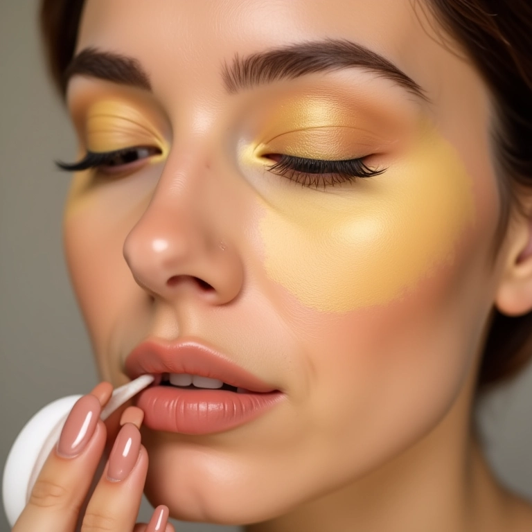 Selo do corretivo com pó translúcido amarelo.