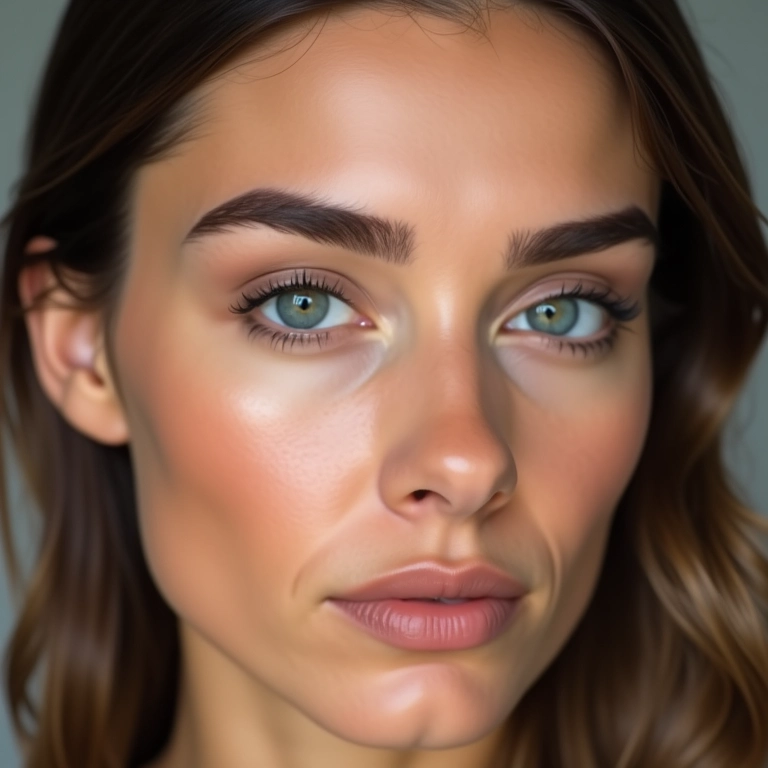 Sobrancelhas bem definidas e naturais.