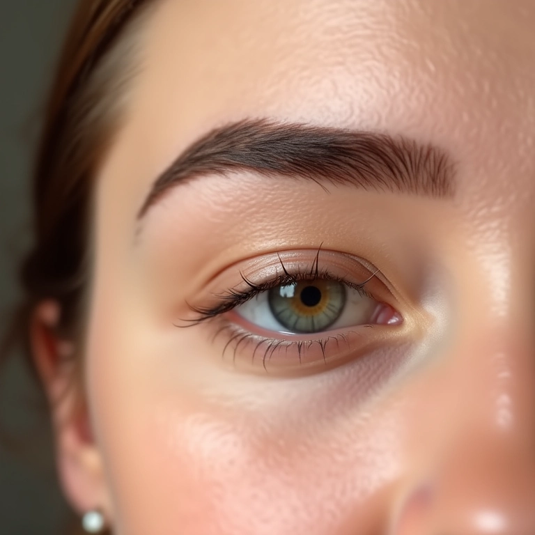 Sobrancelhas bem definidas na maquiagem nude.